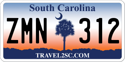SC license plate ZMN312