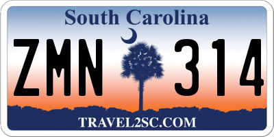 SC license plate ZMN314