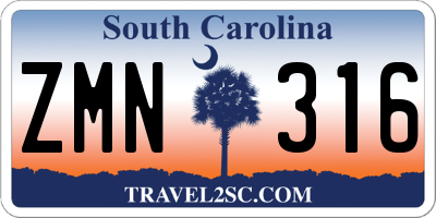 SC license plate ZMN316