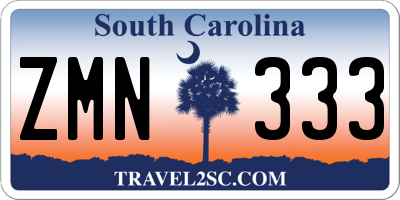 SC license plate ZMN333