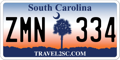 SC license plate ZMN334