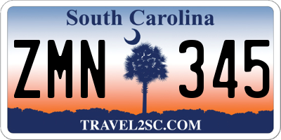 SC license plate ZMN345