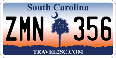 SC license plate ZMN356