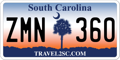 SC license plate ZMN360