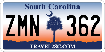 SC license plate ZMN362