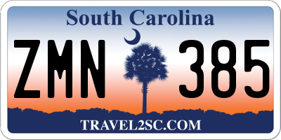 SC license plate ZMN385