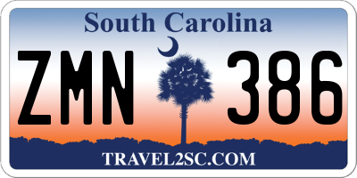 SC license plate ZMN386