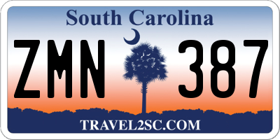 SC license plate ZMN387