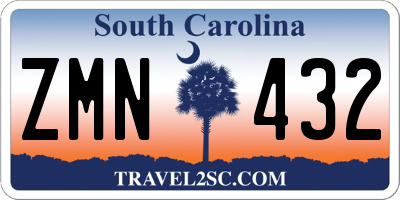 SC license plate ZMN432