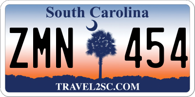 SC license plate ZMN454