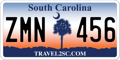 SC license plate ZMN456