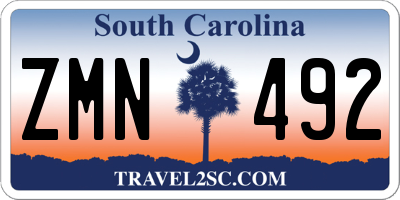 SC license plate ZMN492
