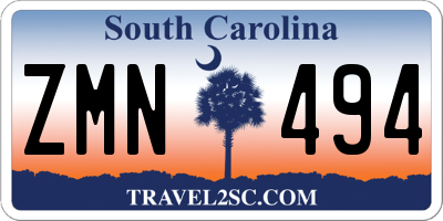 SC license plate ZMN494