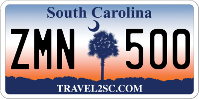 SC license plate ZMN500