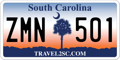 SC license plate ZMN501