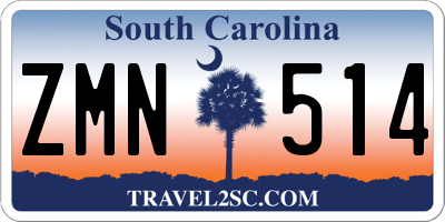SC license plate ZMN514