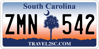 SC license plate ZMN542