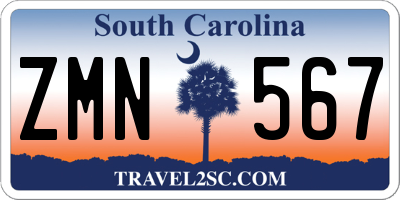 SC license plate ZMN567