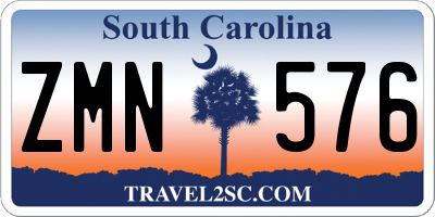 SC license plate ZMN576