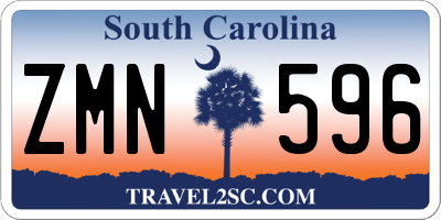 SC license plate ZMN596