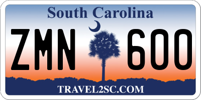 SC license plate ZMN600