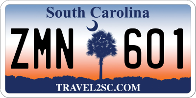SC license plate ZMN601