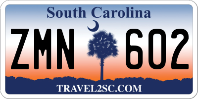 SC license plate ZMN602