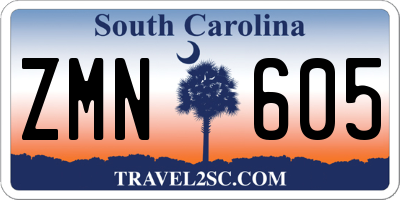 SC license plate ZMN605