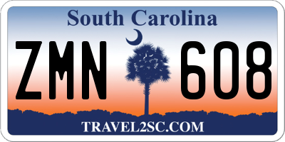 SC license plate ZMN608