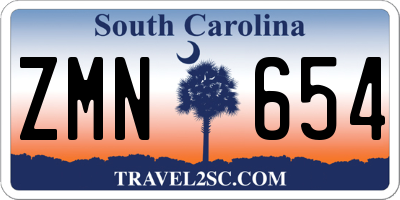 SC license plate ZMN654