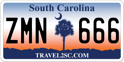 SC license plate ZMN666