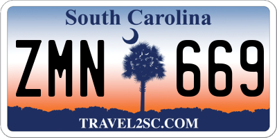 SC license plate ZMN669