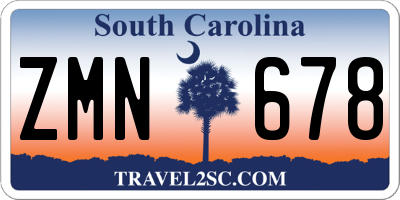 SC license plate ZMN678