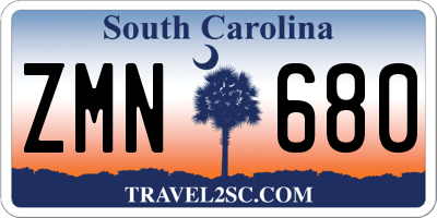 SC license plate ZMN680
