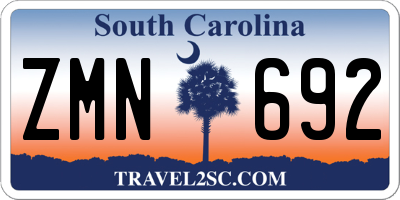 SC license plate ZMN692