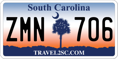 SC license plate ZMN706