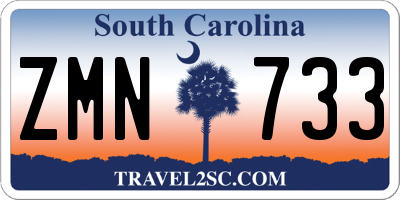 SC license plate ZMN733