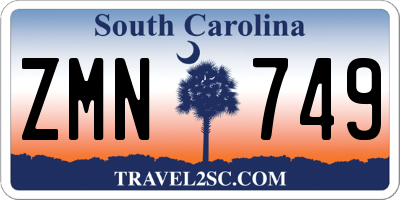 SC license plate ZMN749