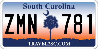 SC license plate ZMN781