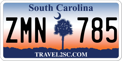SC license plate ZMN785