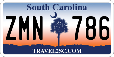 SC license plate ZMN786
