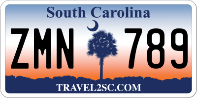 SC license plate ZMN789