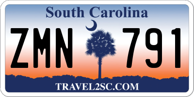 SC license plate ZMN791