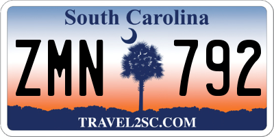 SC license plate ZMN792