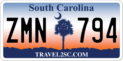 SC license plate ZMN794