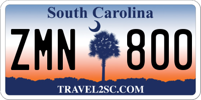 SC license plate ZMN800