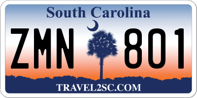 SC license plate ZMN801