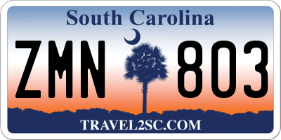 SC license plate ZMN803