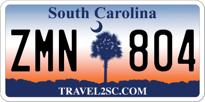 SC license plate ZMN804