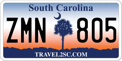 SC license plate ZMN805